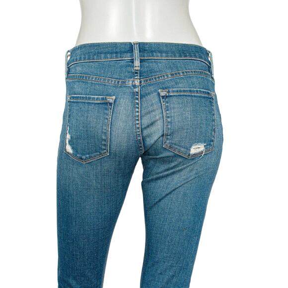 FRAME Denim Le Gargon Jeans Ripped Distressed Blue jay way Size 24 - Picture 10 of 10